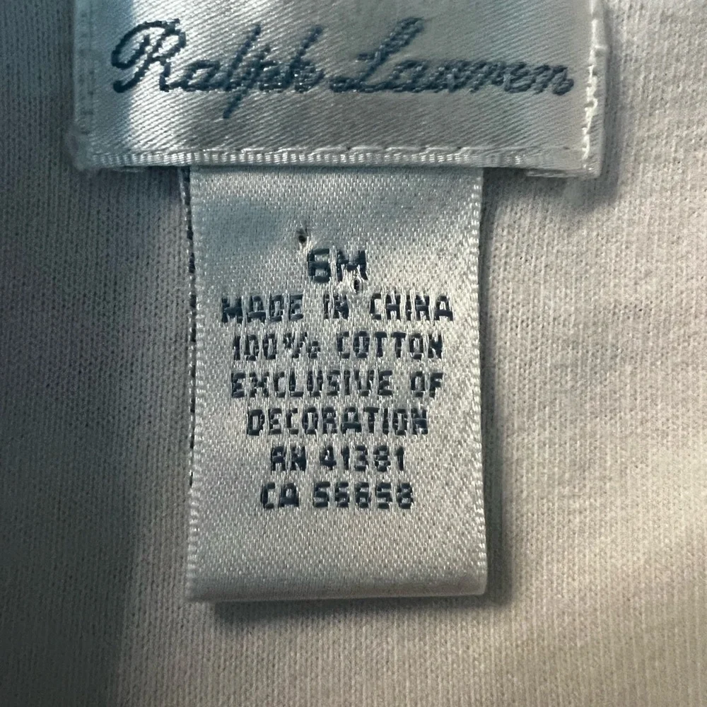 Ralph Lauren Striped Lavender & White Cotton Baby Onsie Size 6 Months